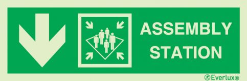 Assembly station with directional arrow down - IMO sign | IMPA 33.4328 - S 03 82