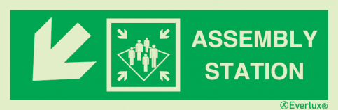 Assembly station with directional arrow down to the left - IMO sign | IMPA 33.4326 - S 03 83