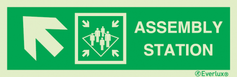 Assembly station with directional arrow up to the left - IMO sign | IMPA 33.4322 - S 03 85