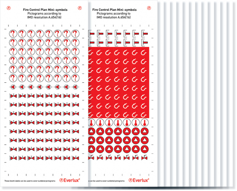 Fire control symbols acc. to IMO Res. A. 654 - 12 pages with a total of 1536 symbols - S 70 01