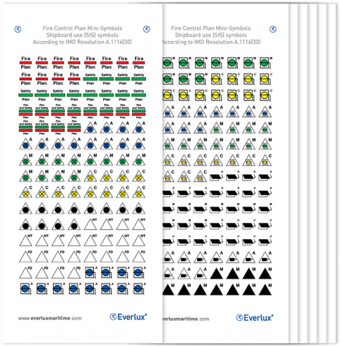 Safety and operational (SIS) mini-symbols acc. to IMO Res. A.1116(30) - 7 pages with a total of 840 symbols - S 70 06