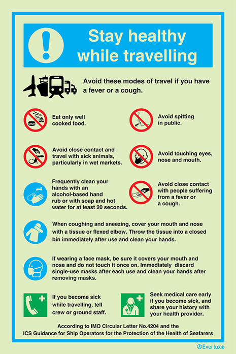 Stay healthy while travelling - Safety Procedures according to the ICS Guidance for Ship Operators for the Protection of the Health of Seafarers - SC 006